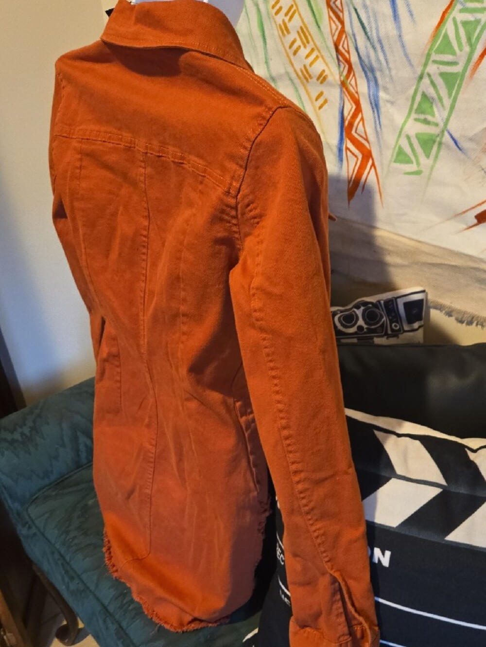Fashion Nova Rust Orange Distressed Button-Front Denim MINI DRESS - Picture 4 of 5